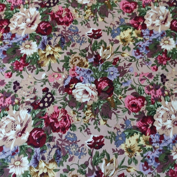 Coupon larg 47 X high 57 cm / fabric spirit shabby chic / floral fabric / patchwork fabric / flowery cotton poplin / fabric old flowers