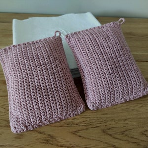 Lot de 2 éponges au crochet / éponges écologiques zéro déchet / tawashis coton au crochet /débarbouillettes / linge de maison bohème chic image 5