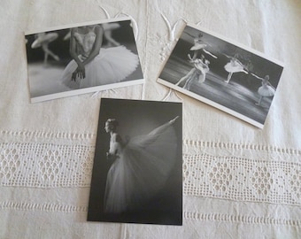 Lot of 3 chic and romantic shabby postcards for scrapbooking / classic dance postcard / black and white postcard