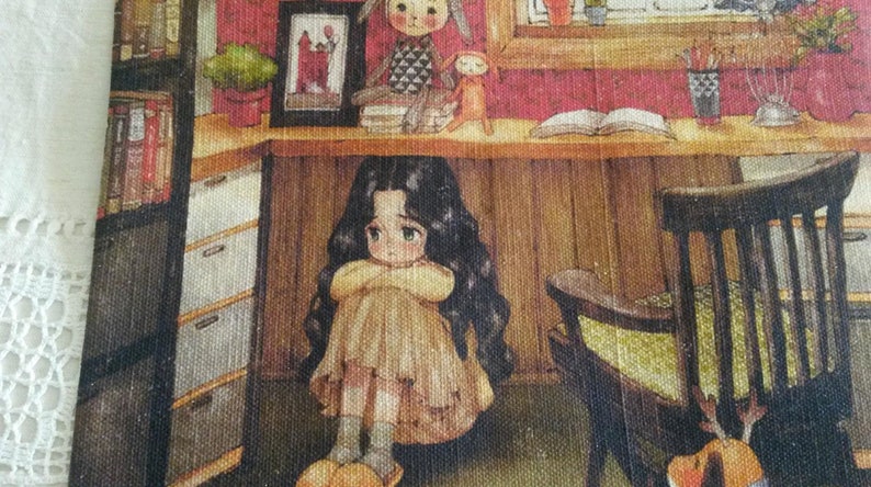 Fabric sticker 19 X 15 cm sew or glue girl illustration