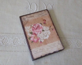 Carnet 21 X 14 cm shabby chic et romantique / carnet tissu romantique / carnet tissu et dentelle / carnet fleuri