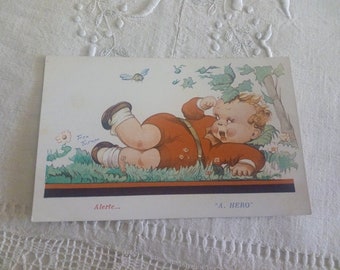 Vintage postcard for scrapbooking / old postcard "the babies" / postcard 1950s / vintage French / stationery