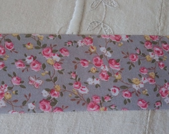 1 metre of liberty spirit ribbon 40 mm / grey floral ribbon / pink flower ribbon