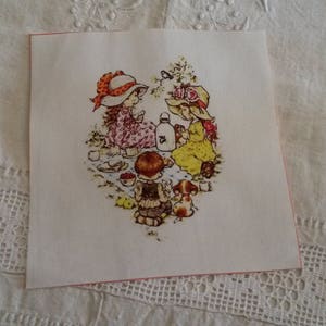 15 x 15 cm fabric vignette / sewing or pasting / children taste illustration image 1