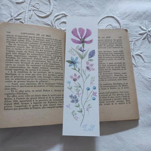 Watercolor bookmark / hand-painted bookmark / watercolor pink flower bookmark