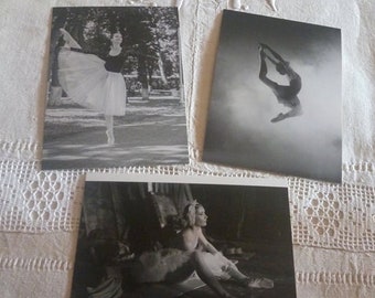 Lot of 3 chic and romantic shabby postcards for scrapbooking / classic dance postcard / vintage black and white postcard