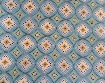 Coupon 50 X 48 cm de tissu géométrique bleu / tissu psychédélique / tissu patchwork
