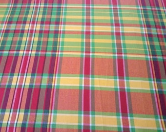 Coupon width 50 X height 49 cm / real madras from Martinique / new vintage fabric / madras check fabric