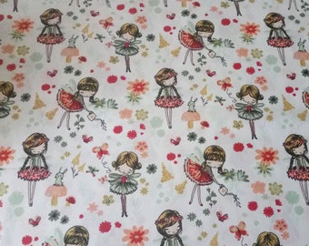 Coupon width 48 X height 50 cm / children's fabric / little girl pattern fabric / little dancers fabric