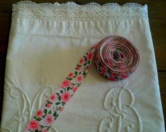 1 mètre de ruban gros grain 25 mm / roses anciennes shabby