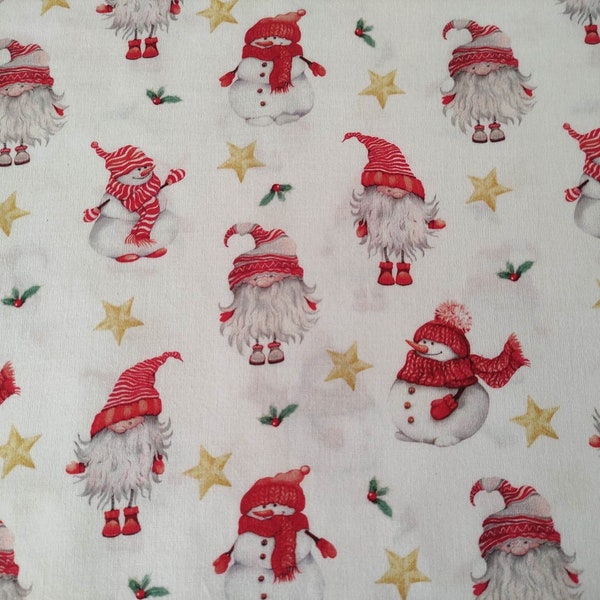 Coupon larg 48 X haut 50 cm / coupon de tissu de Noël / tissu patchwork Noël / tissu de Noël rouge et blanc