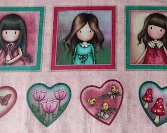 Stofcoupon 53,5 (breedte) X 31,5 cm (hoogte) / kinderstof / kinderverhaal meisjesstof / patchwork stof