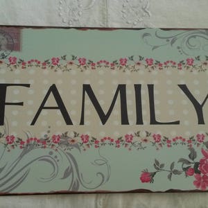 Plaque métal shabby chic et romantique /  / déco murale carte postale ancienne