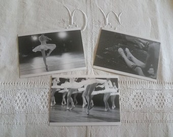 Lot de 3 cartes postales shabby chic et romantiques pour scrapbooking / carte postale danse classique / carte postale noir et blanc