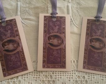 Set of 3 retro labels / gift tags / scrap / "cat" pattern of an old soap ad