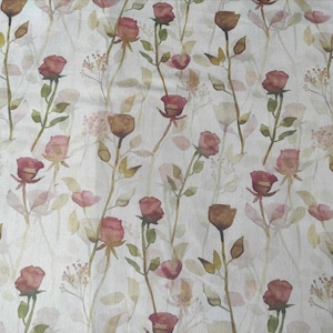 Coupon Breite 55 X Höhe 45 cm / Stoff altrosa Shabby Chic / Stoff kleine alte Rosen / Stoff romantisch rosa / Stoff pastellrosa