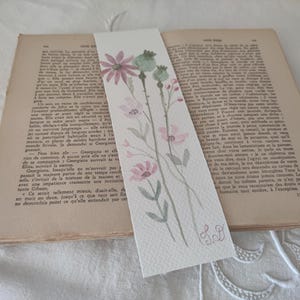 Watercolor bookmark / hand-painted bookmark / watercolor pink flower bookmark