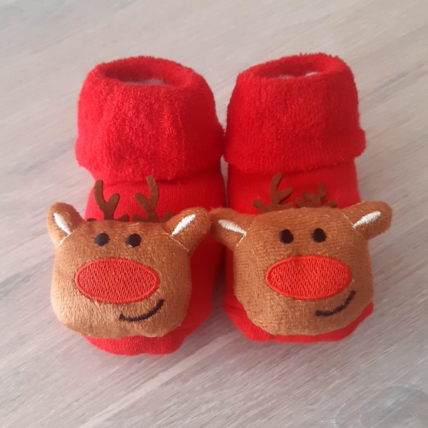 Chaussons de Noël bébé 12/36 mois avec coussinets antidérapants. 3 modèles au choix. Cadeau de noël. Cadeau bébé. Cadeau sous le sapin