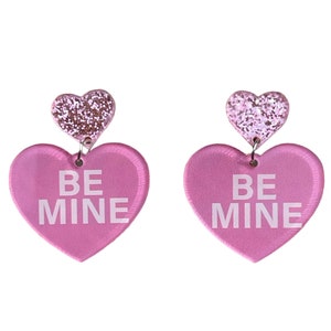 Be Mine Valentine Sweet Hearts Candy Colorful Heart Earrings V Day Gift