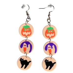 90s Bite of Nostalgia Retro Halloween Cookie Earrings Baking Vintage Halloween Cookie Earrings, Spooky Acrylic Jewelry, Food Earrings