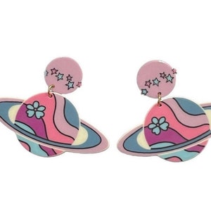 60s Out of this Planet Retro Pastel Space Earrings