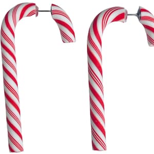 Retro Split Candy Cane Nostalgic Food Party Earrings Christmas Holiday Festive Jewelry Gift