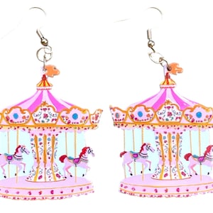Carousel of Magic earrings Whimsical Ethereal Fairy Unicorn Jewlery Gift Carnival