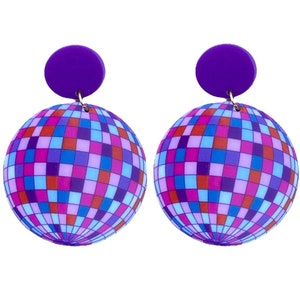 70s Purple Pink and Groovy Disco Ball Earrings