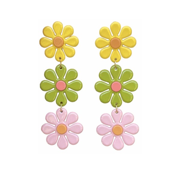 60s Daisy Chain Flower Power Earrings