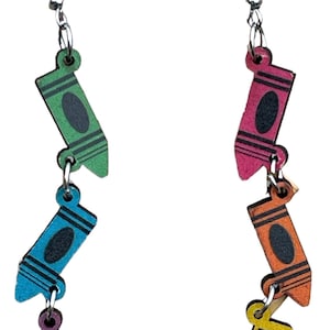 Retro Color Outside of the Box Art Drawing Earrings School Teacher