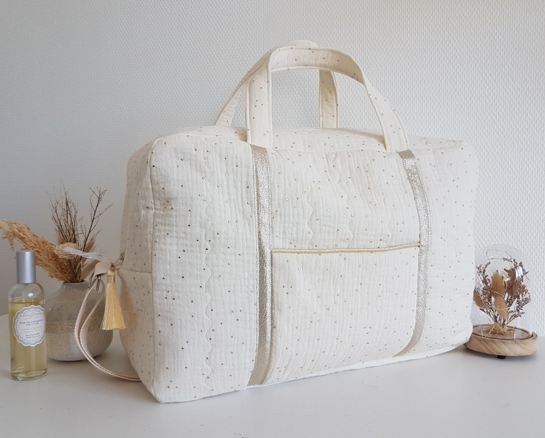 Sac à langer bébé personnalisable, sac de voyage, double gaze de coton