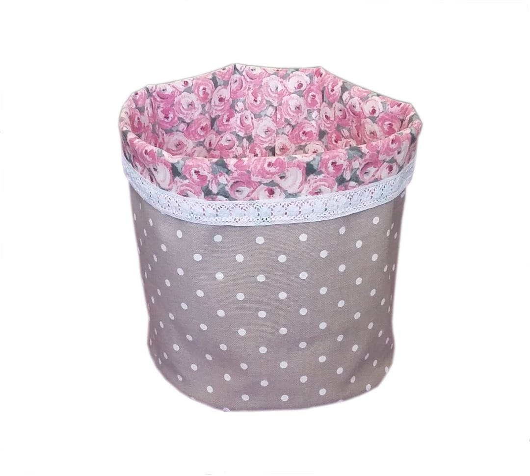 Big Storage Basket for Baby Girl's Room. Taupe With White Etsy