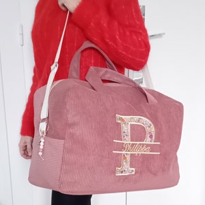 Changing bag, customizable embroidered travel bag for women or children, in corduroy and ruffles. Birth gift, birthday, Christmas. image 9