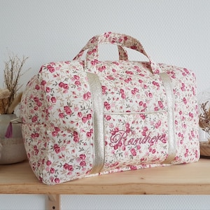 Valisette, trousse de toilette personnalisable femme ou enfant, liberty fleurs d'automne. Vanity en tissu. Cadeau d'anniversaire, de Noël.