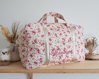 Woman or baby girl big toiletry / cosmetic bag, autumn flowers liberty style cotton. Baby briefcase, storage bag,