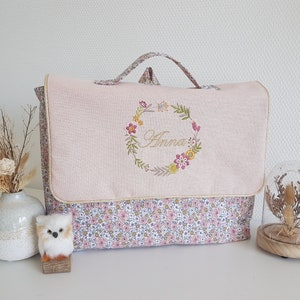 Embroidered and customizable children's schoolbag, girls' schoolbag, glittery cotton and liberty. Back to school