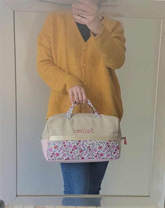 Woman or Baby Girl Customizable Big Toiletry Cosmetic Bag, Pink