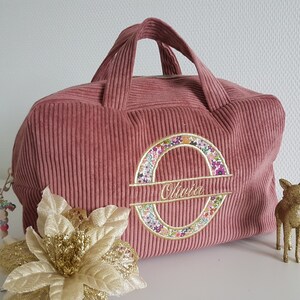 Suitcase, customizable embroidered toiletry bag for women or children, in corduroy. Birth gift, birthday, Christmas. image 3