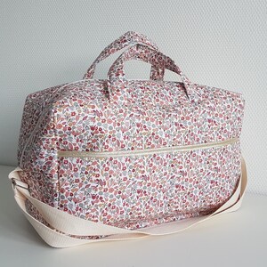 Baby diaper bag, travel bag, fleeced red liberty cotton. Baby briefcase, storage bag, weekender. zdjęcie 3