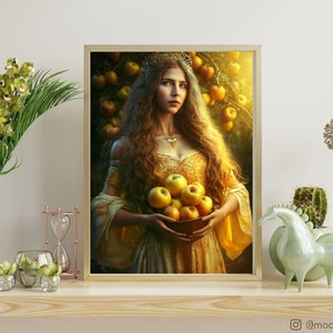 Göttin Idunn druckbares Poster, heidnischer Kunstdruck, Wicca Poster, Wandkunst, esoterisches Hexengeschenk