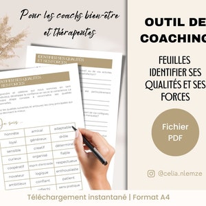French Coaching Tool, Strengths and Qualities Exercise, French Coaching Worksheet, Mental Health Resource, PDF File