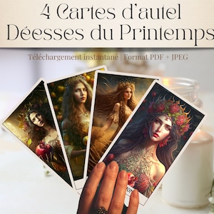 Cartes d'autel à imprimer pour sorcière, Déesse Perséphone, Demeter, Idunn | Sabbat Ostara, Wicca, Sorcellerie, Carte d'art, Carte païenne