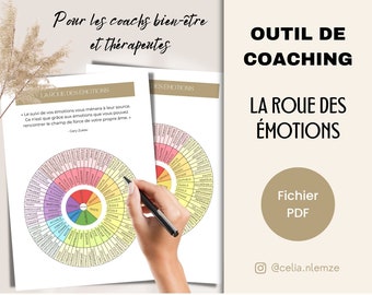 French coaching tool, The Wheel of Emotions, Worksheet for coaches in French, Mental health resource, PDF file