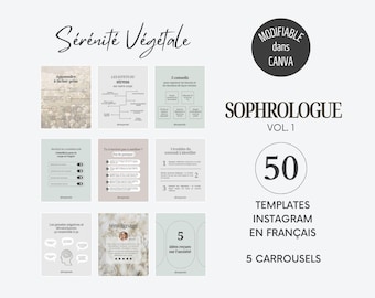 Sophrologist 1 - Sophrology Instagram templates in French. Canva templates for personal development and well-being, Instagram feed