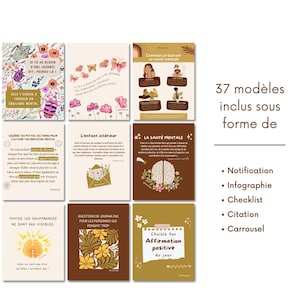 Boho Wellness - Mental Health Posts, French Instagram Templates, Canva Templates for Coaches, Wellness Infographics, Health, Self-Love image 2