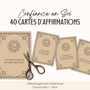 Carte d'affirmations positives en français à imprimer, Confiance en soi, Santé mentale Bien être Pensée Positive Mantra PDF