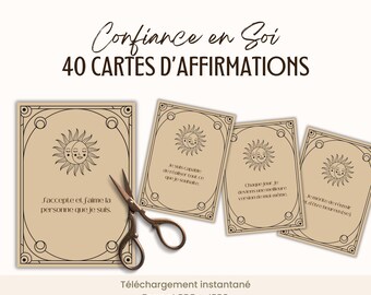 Printable Positive Affirmations Card in French, Self-Confidence, Mental Health Well-being Positive Thinking Mantra PDF