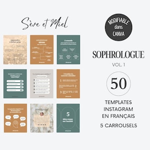 Sophrologue 1 - Modèles Instagram de sophrologie en français, Templates Canva développement personnel et bien-être, Feed Instagram
