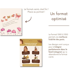 Boho Wellness - Mental Health Posts, French Instagram Templates, Canva Templates for Coaches, Wellness Infographics, Health, Self-Love image 3