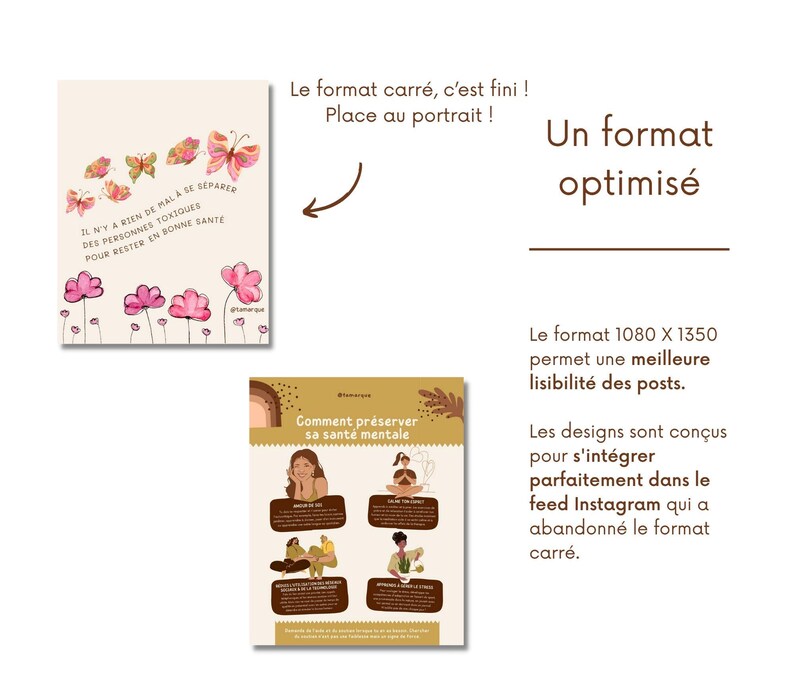 Boho Wellness - Mental Health Posts, French Instagram Templates, Canva Templates for Coaches, Wellness Infographics, Health, Self-Love image 3